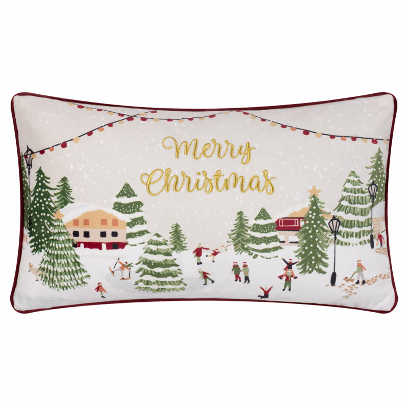 Joy To All Red Rectangular Throw Cushion, Feather
