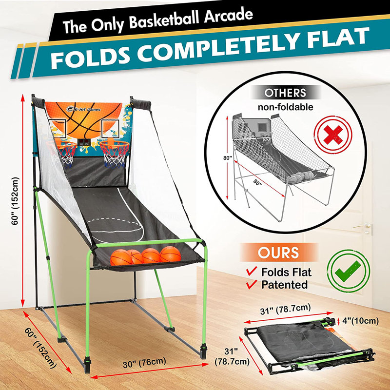Green Foldable Polyester Basketball Arcade Game for Kids