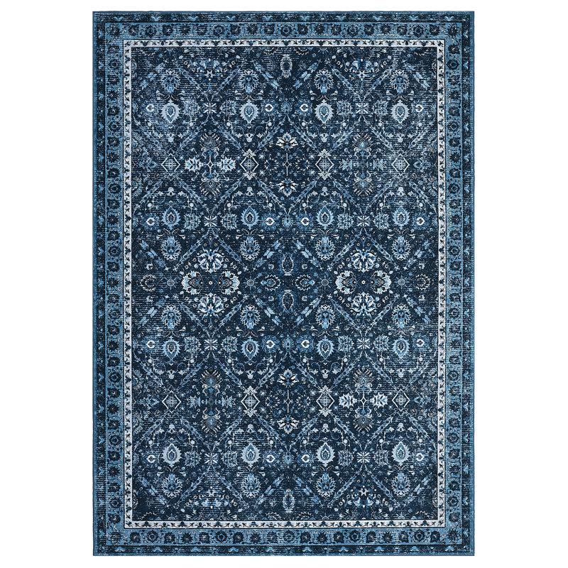 Suttle Oriental Machine Washable Rugs Floral Non-Slip Rug for Living Room Bedroom Nursery Dining Table Bedside Decor