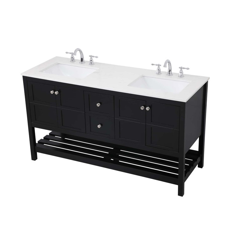 Ensemble de meuble-lavabo double 60 po Krish, Noir