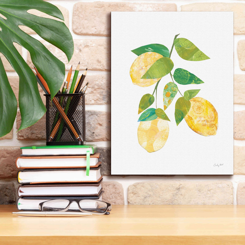 «August Grove» Summer Lemons I par Courtney Prahl, art mural sur toile, H 16 po x l 12 po x P 0,75 po
