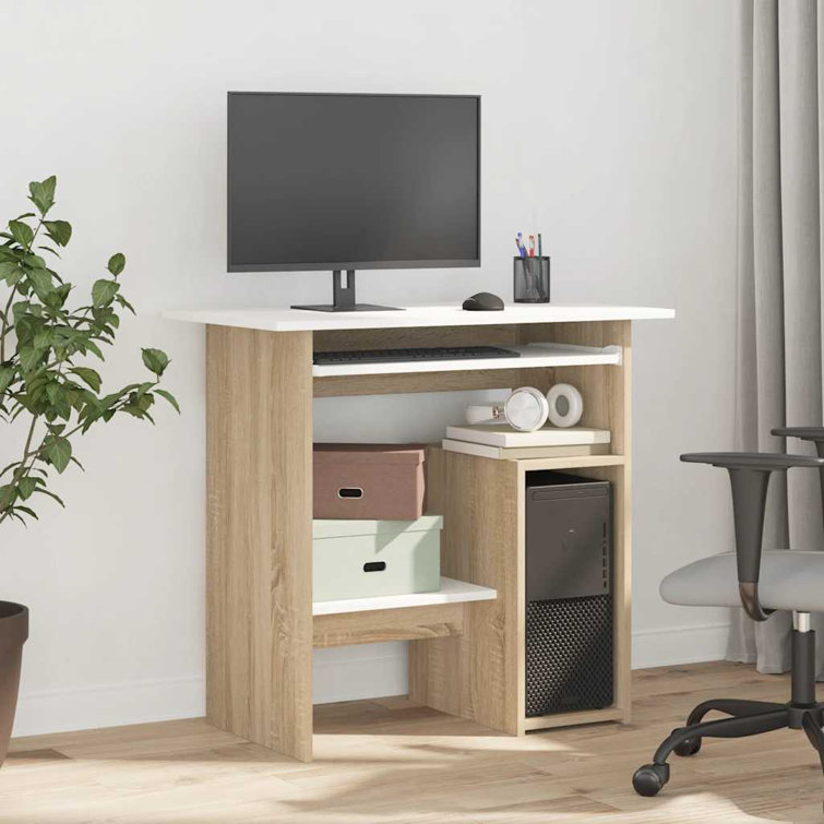 Desk Computer Desk Home Office Antoniu Desk with Keyboard Tray Engineered Wood