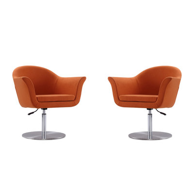 Fauteuil pivotant rembourré en métal tissé orange Voyager