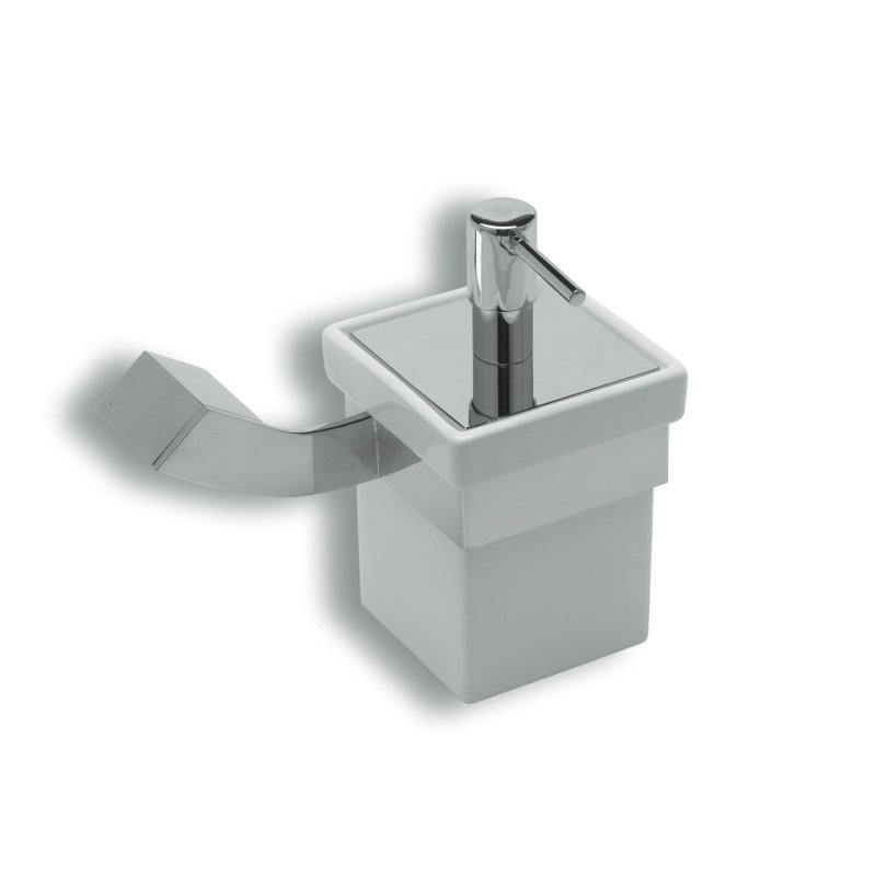 Distributeur de savon mural fluide en céramique, Chrome