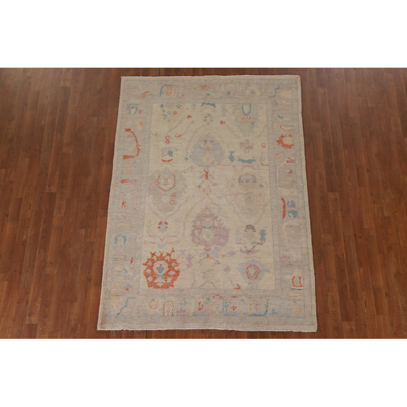 Vegetable Dye Oushak Turkish Area Rug 5x7