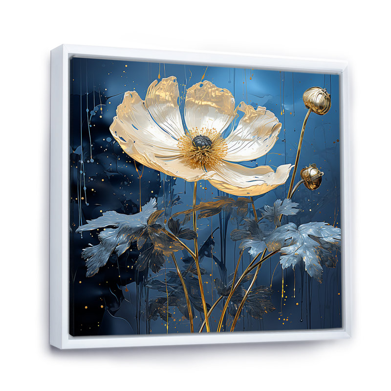 Ranunculus, fleurs sur toile, H 36 po x l 36 po x P 1,5 po, Cadre flottant blanc