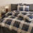 Grid Comforter Set Plaid Bedding Set 1 Checkered Comforter with Pillowcases-115352625-114984124
