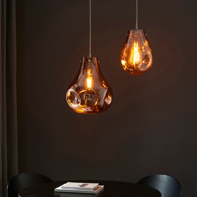 Alyca 1 - Light Chrome Teardrop Pendant, Copper