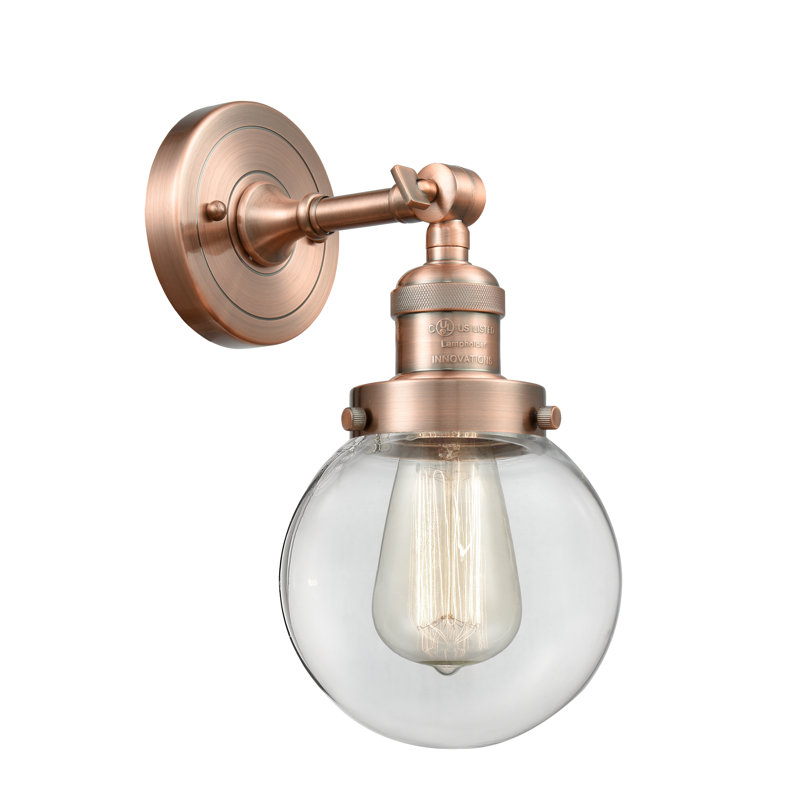 Clementina Dimmable Bath Sconce, Antique Copper, 6 Watt Vinage LED Bulb, Clear