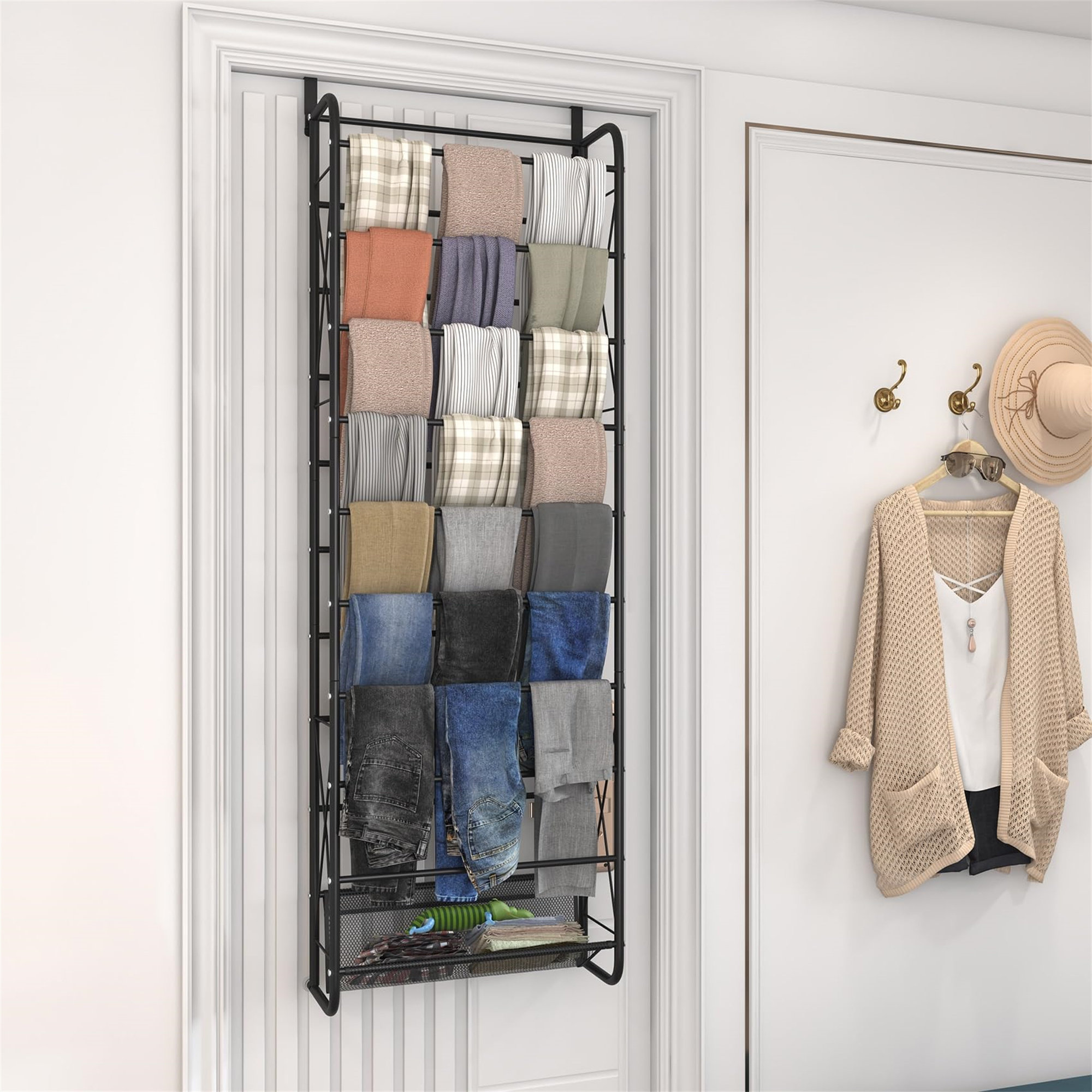 Latitude Run® 59.45 Inches High 10-Tier Mesh Shoe Rack Over Door Shoe ...