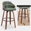 Ensemble de 2 tabourets de bar pivotants avec revêtement en polyuréthane et pieds en bois Mahtab-993318449-993318448
