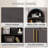 Arched Display Cabinet With Decorative Striped Doors, Modern Accent Storage Cabinet-122057299