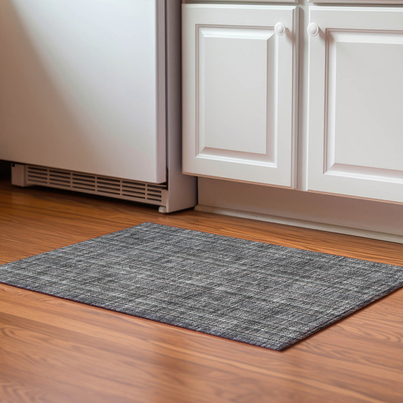 Tapis gris lavable à la machine de qualité supérieure Prisco, Rectangle 1 pi 8 po x 2 pi 6 po