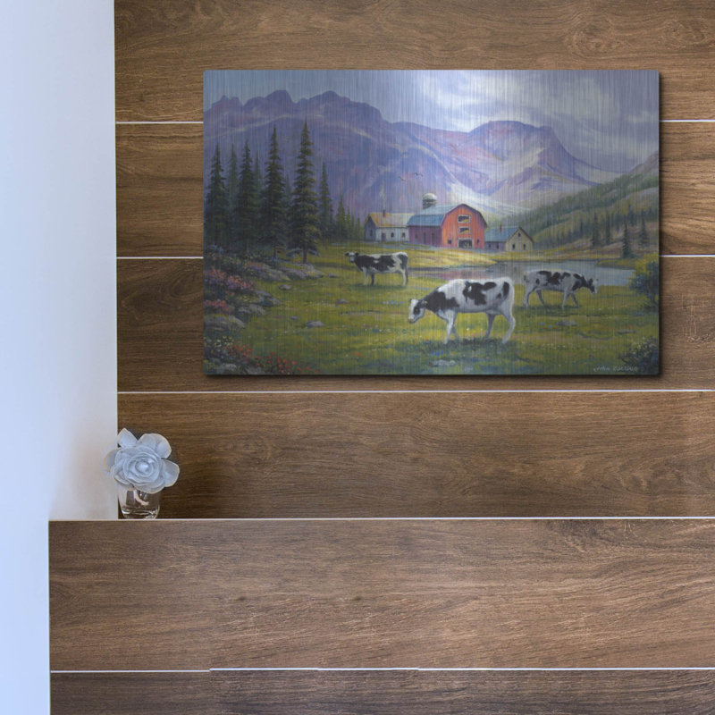 Millwood Pines «Peaceful Pasture» par John Zaccheo, art mural en métal, H 12 po x l 16 po