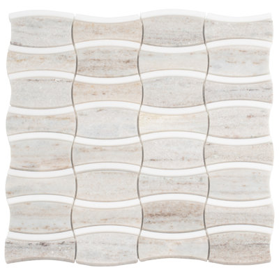 Carreau de mur et de sol en mosaïque de marbre blanc chaud 12 x 12 Mirage (5,04 pieds carrés / caisse) - paquet de 5
