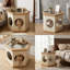 Table de bout hexagonale en bois massif avec plateau en verre trempé, meubles d'appoint pour chat pour animaux de compagnie