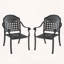 Ensemble de 2 chaises de patio en fonte d'aluminium avec finition thermolaquée et coussins bleus