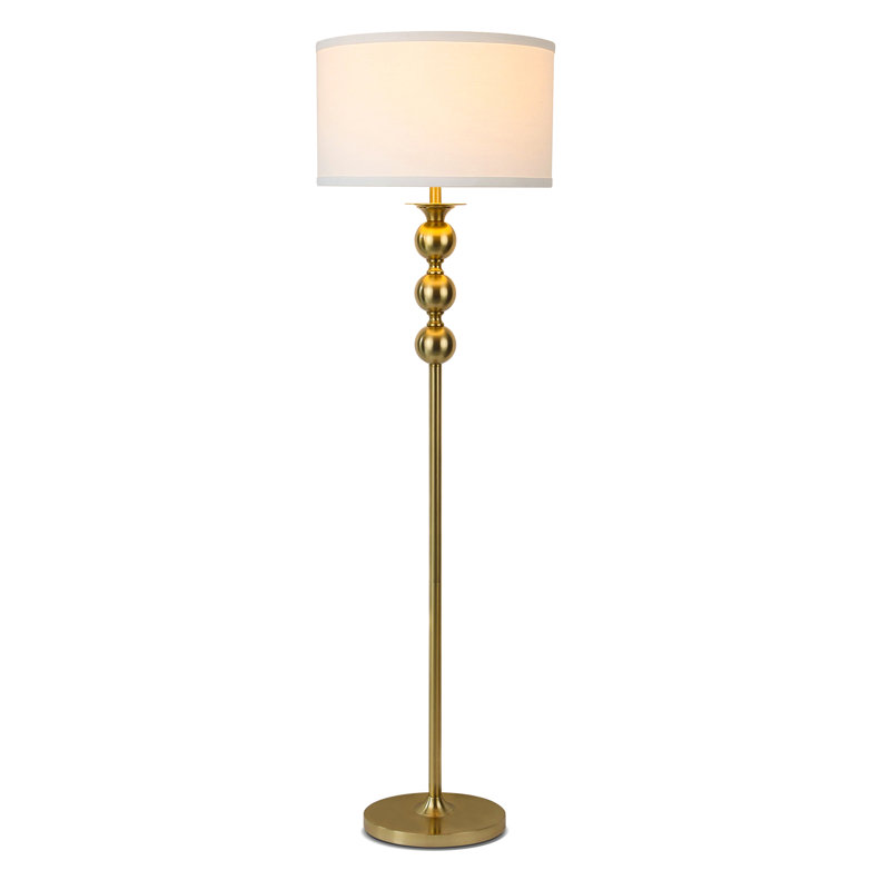 Riley 60 in. Mid-Century Modern LED Energy Efficient Floor Lamp with Fabric Drum Shade