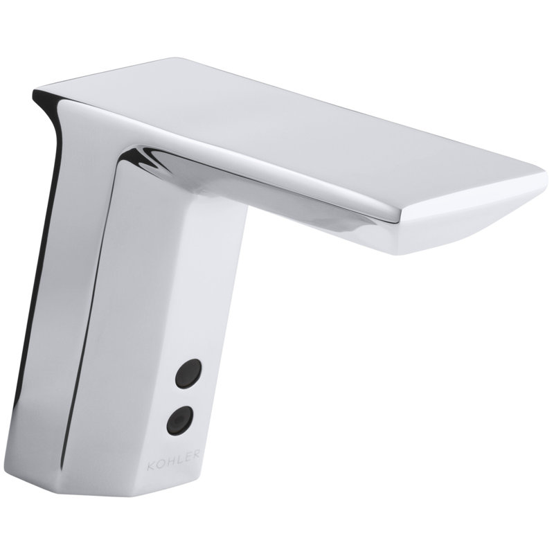 Geometric Single-Hole Touchless Dc-Powered Commercial Bathroom Sink Faucet with Insight Technology and 6-3/4" Spout