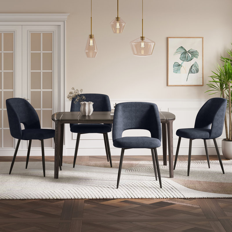 49 cm H Corduroy Armchair, Dark Blue, 2