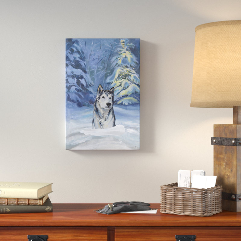 «Husky in the Snow», reproduction d'art sur toile tendue, 18" H x 12" L x 1,5" D