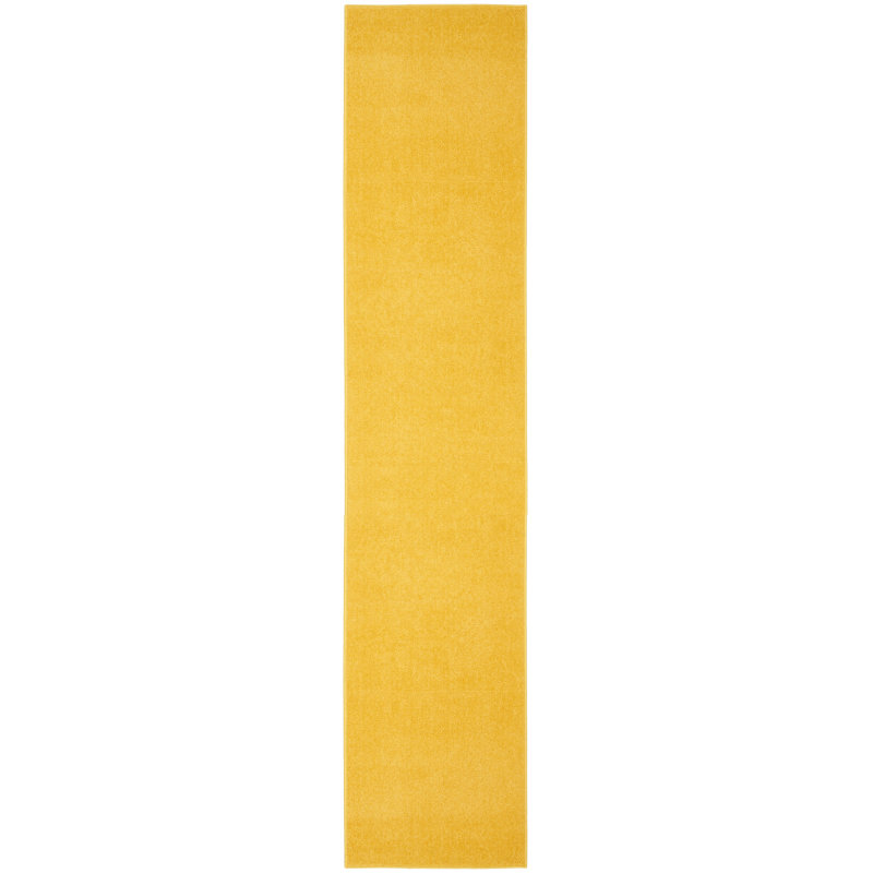 Mullican Sandy Solid Yellow Easy Care Indoor/Outdoor Area Rug, Runner 2'2" x 18'