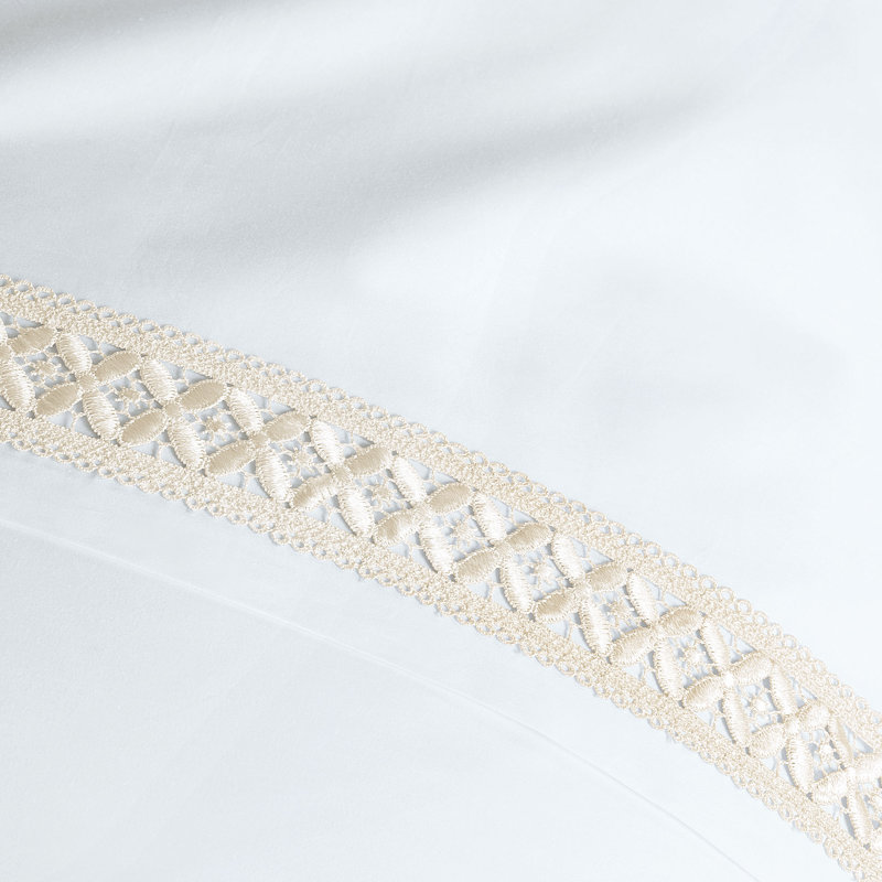 Juliet Egyptian Cotton Sateen Pillowcase, White/Ivory, Queen Pillowcase