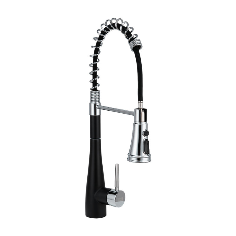 Belfry Kitchen Pull Out Kitchen Faucet, Black/Silver