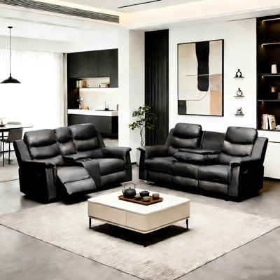 Housse extensible inclinable 5 places, noire, avec console centrale et deux porte-gobelets, conception axée sur le confort, matériau relaxant
