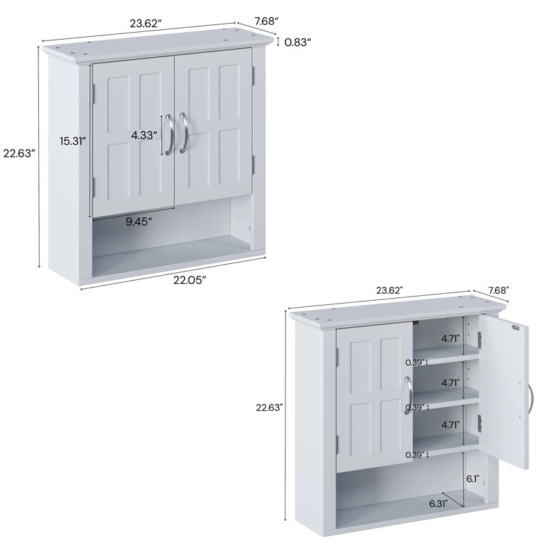 Armoire de rangement murale pour salle de bain avec tablettes réglables, armoire à pharmacie multifonctionnelle pour la cuisine, la salle de lavage et le salon