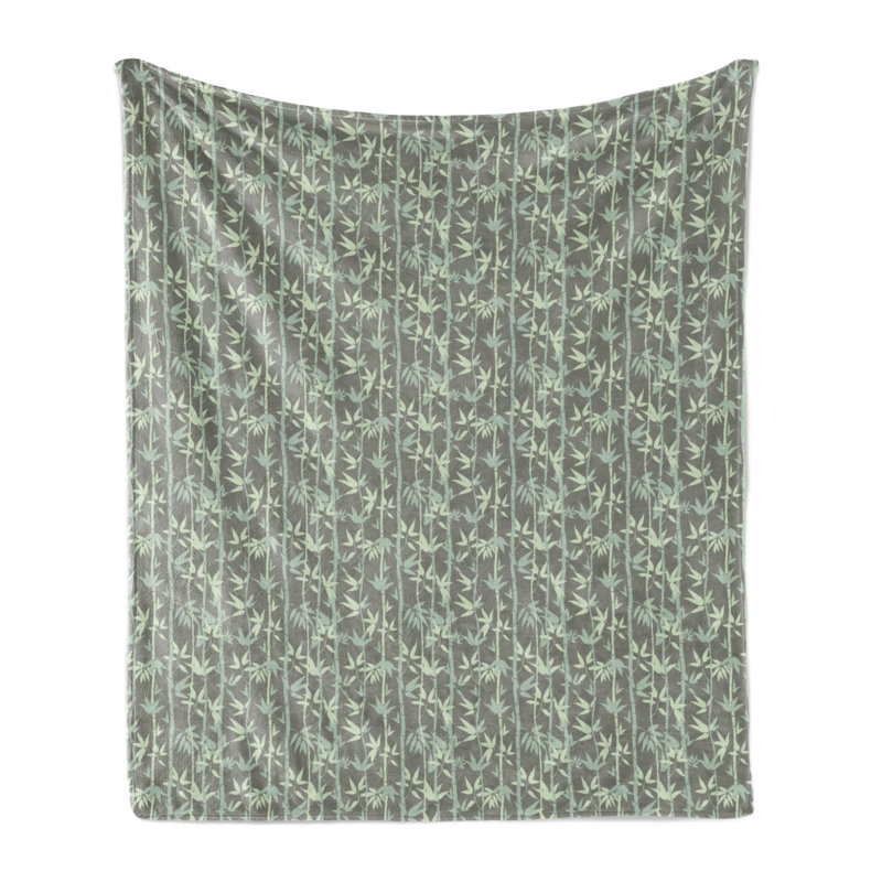 Hand Woven Throw Blanket, 50" W x 60" L, Green Floral 1