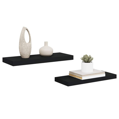 Ensemble de 2 tablettes murales flottantes noires en métal