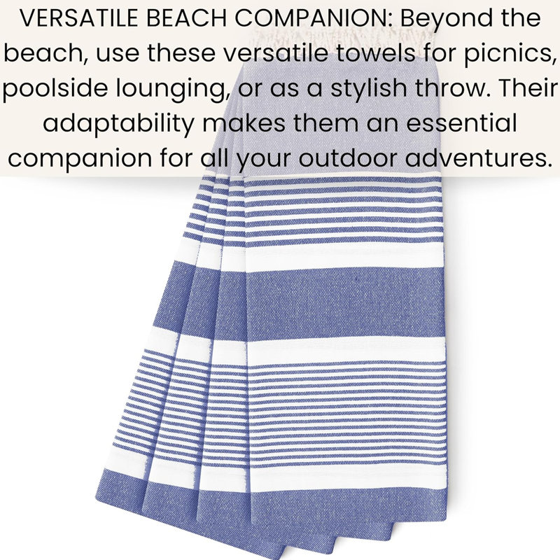 Meini Cotton Beach Towel, Navy