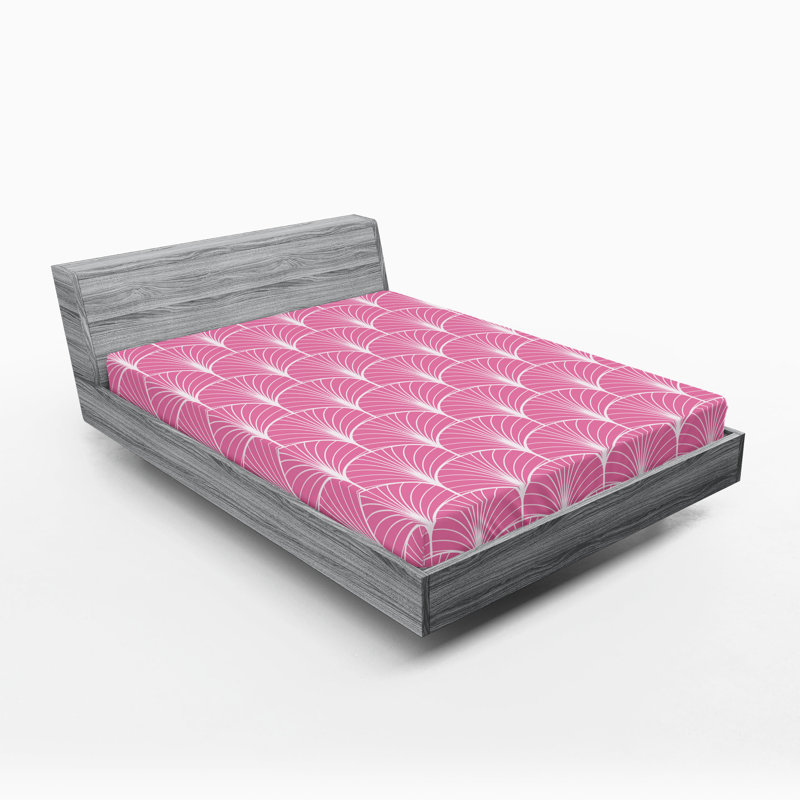 Pink and White Art Deco Microfiber Full Fitted Sheet