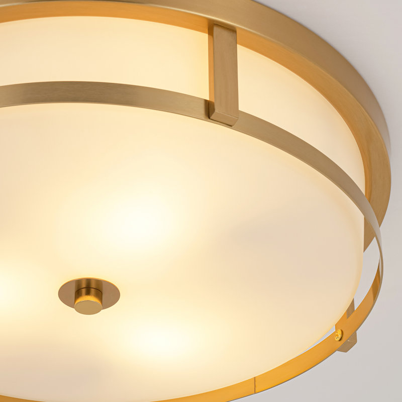 Plafonnier semi-encastré 3 lumières en verre, Doré