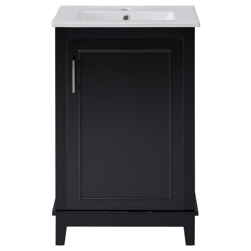 Petit meuble-lavabo 20 pouces, Noir / argenté
