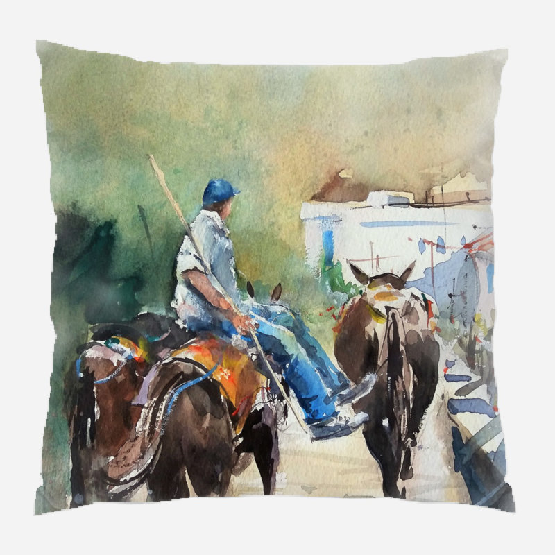 Coussin décoratif aquarelle Rasberry, Microsuède, Intérieur