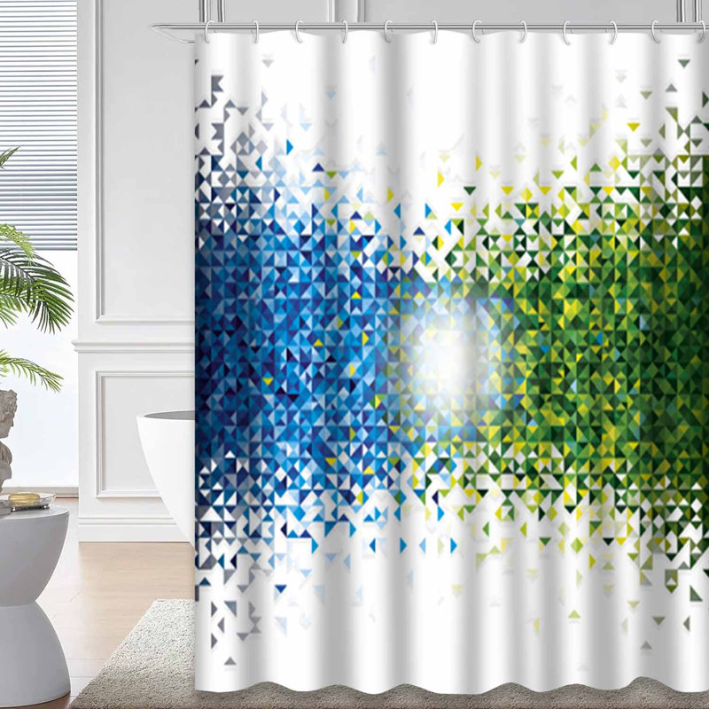 Rideau de douche Shades Green Triangles, L 72 po x l 78 po