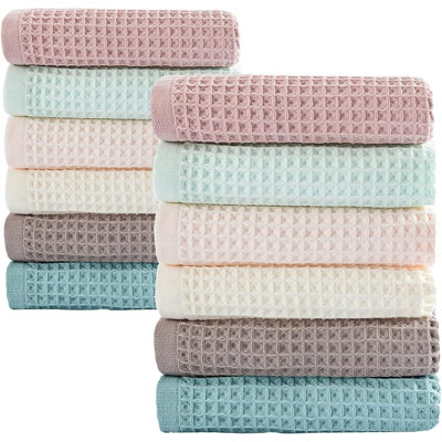 Essuie-tout 100% coton tissé gaufré - Linges à vaisselle super absorbants pour sécher et laver la vaisselle