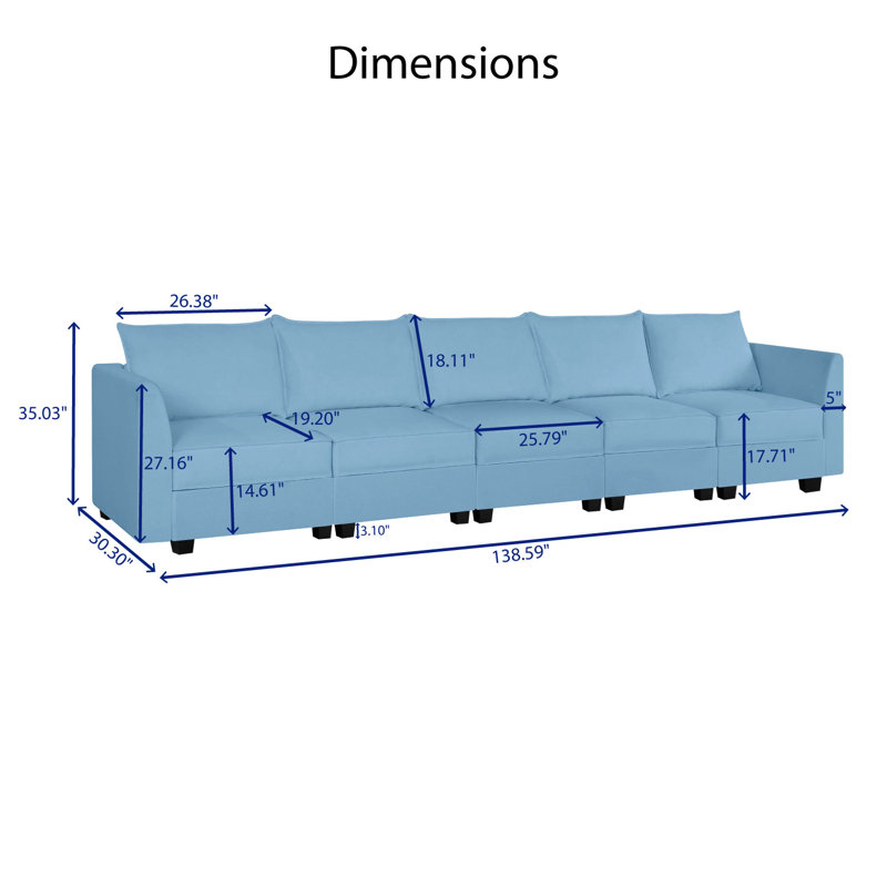 Canapé modulaire Korhan, Lin bleu œuf de merle