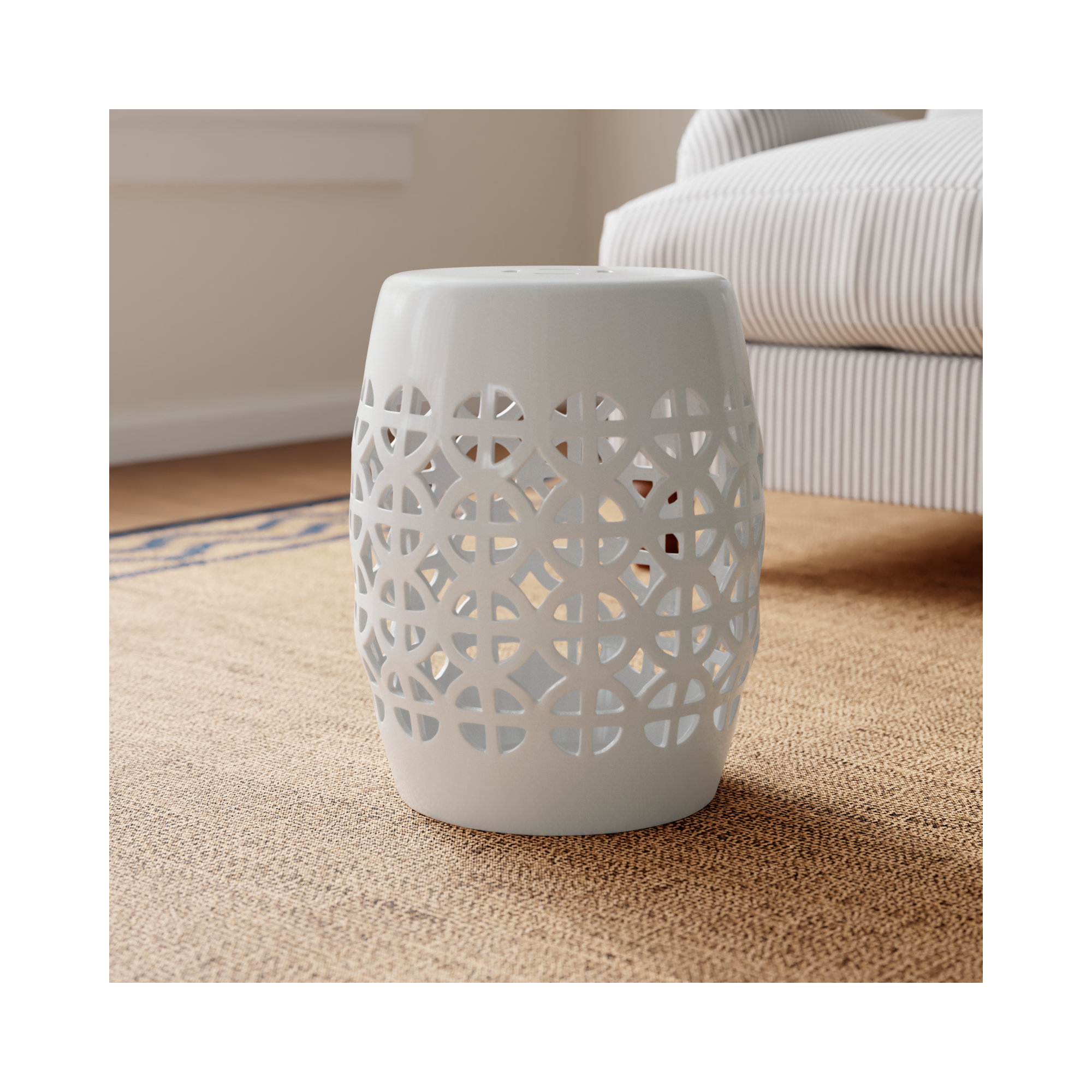 Becquere Ceramic/Porcelain Garden Stool, White