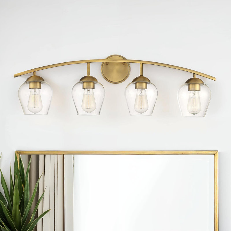 Storrs 4-Light Dimmable Vanity Light in Natural Brass, Natural Brass