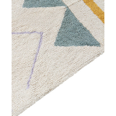 Maylin Rectangle 140 cm x 200 cm Geometric Cotton Hand Tufted Area Rug