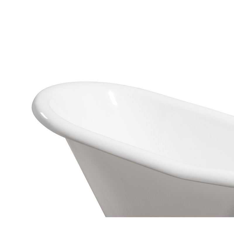 Baignoire de trempage sur pattes 60 "avec drain, pattes et plateau en bambou 60" Streamline, Chrome poli, Chrome poli