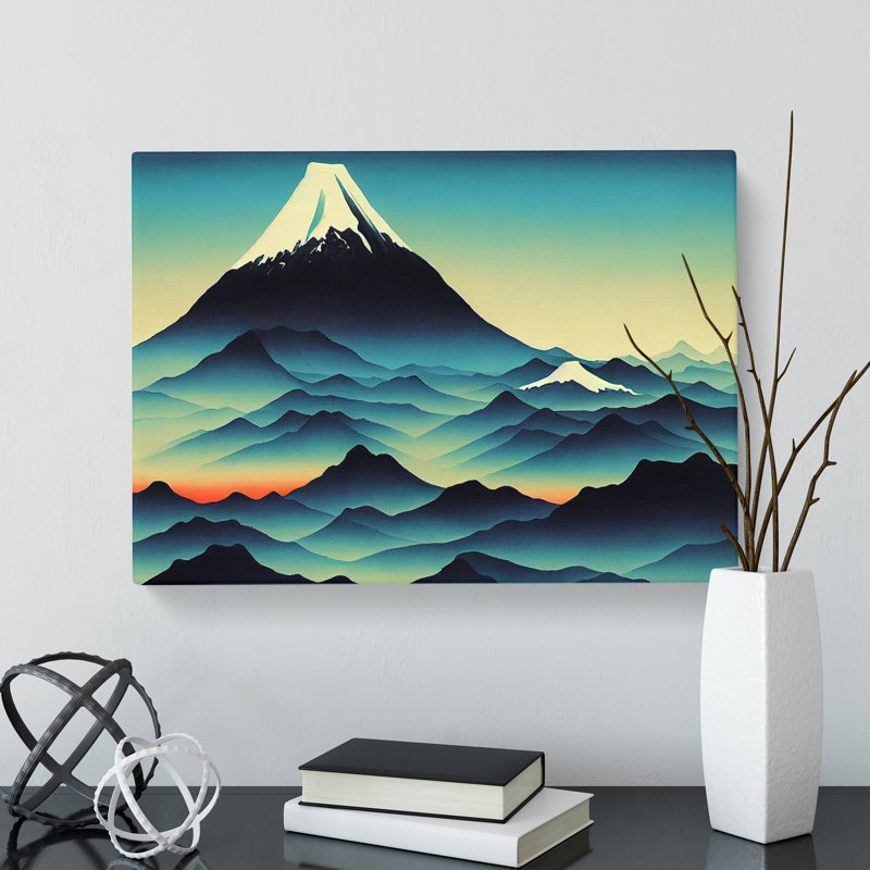 Painted Japanese Mountains Vol.4 - Wrapped Canvas, 35cm H x 50cm W x 3cm D