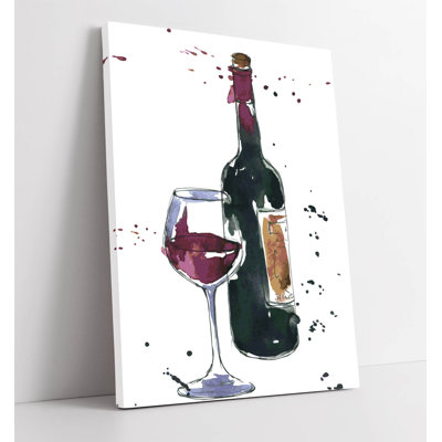 Watercolour painting of red wine Canvas Wall Art Print Picture