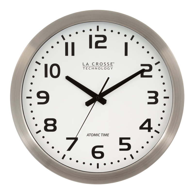 Soltis 16" Stainless Steel Atomic Wall Clock, Silver
