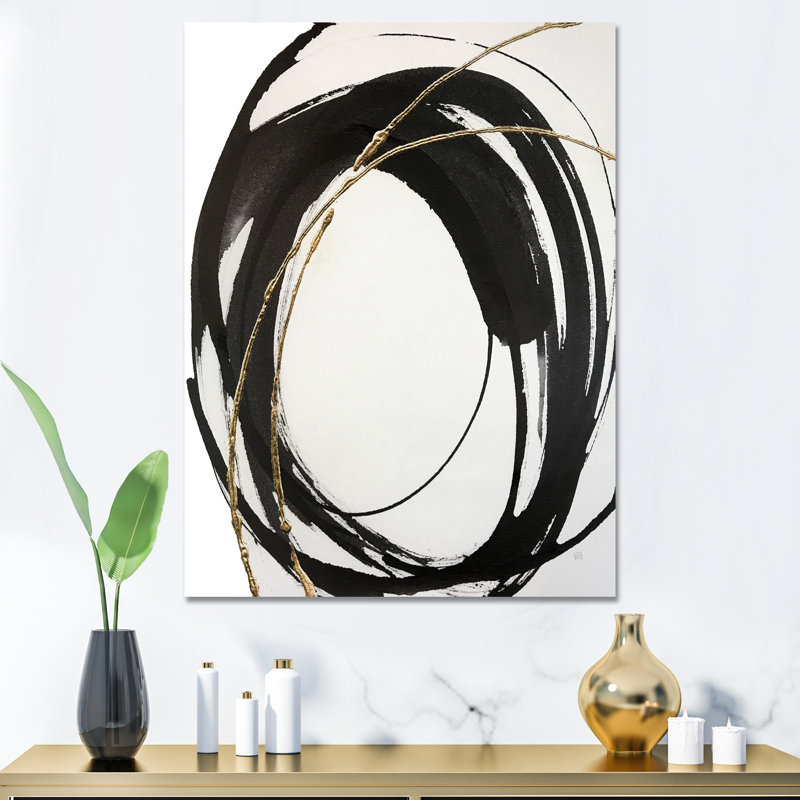 Gold Glamour Circle I - Reproduction d'art sur toile tendue, H 46 po x l 36 po x P 1,5 po
