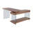 Annalis Wooden Top L-shaped Desk w/ Glass Panel Base-72251085