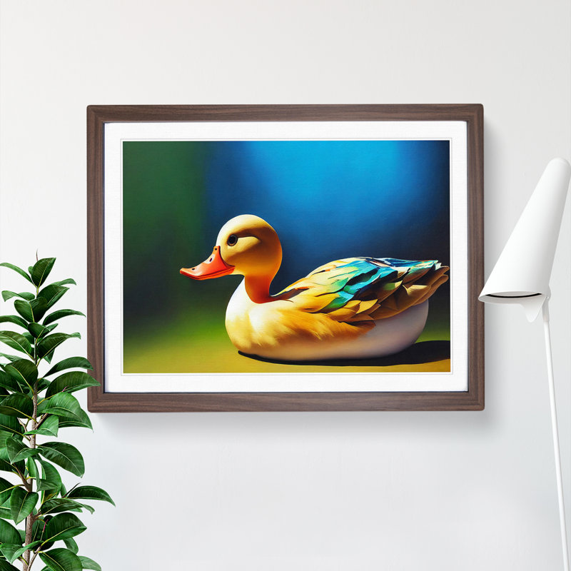 Enthralling Duck - Single Picture Frame Print, 46cm H x 64cm W x 2cm D, Walnut 